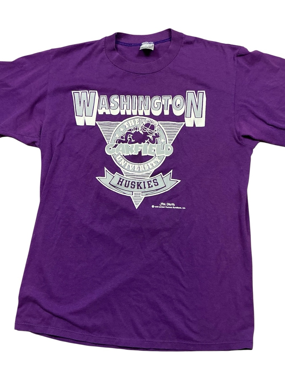 Vintage Washington Huskies X Garfield 1970s single stitch T-shirt USA SZ L
